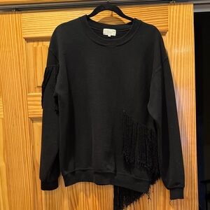 Collina Strada Black Fringe Sweatshirt - S